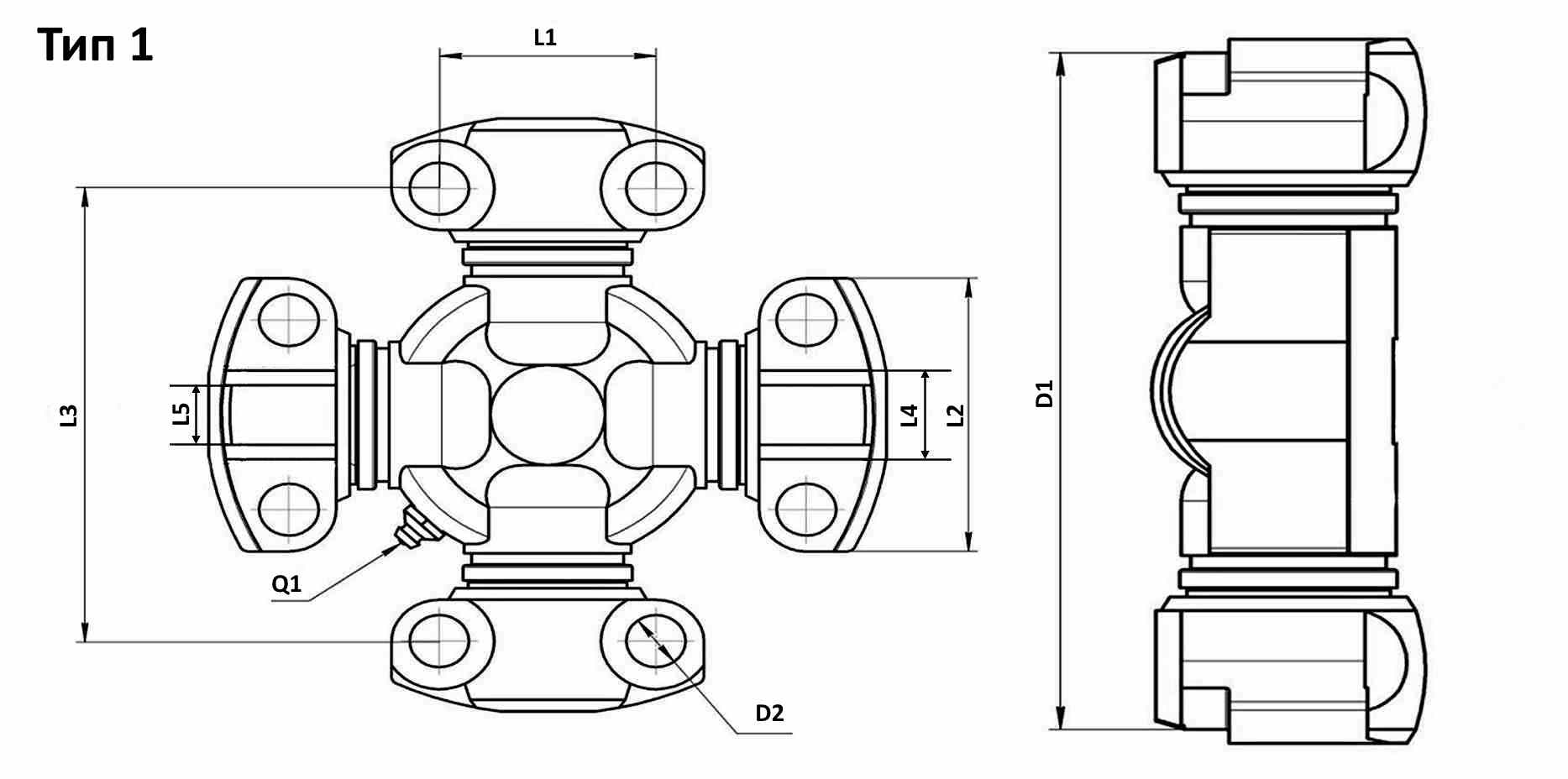Соединение карданное среднее в сборе CPCD50/60/70