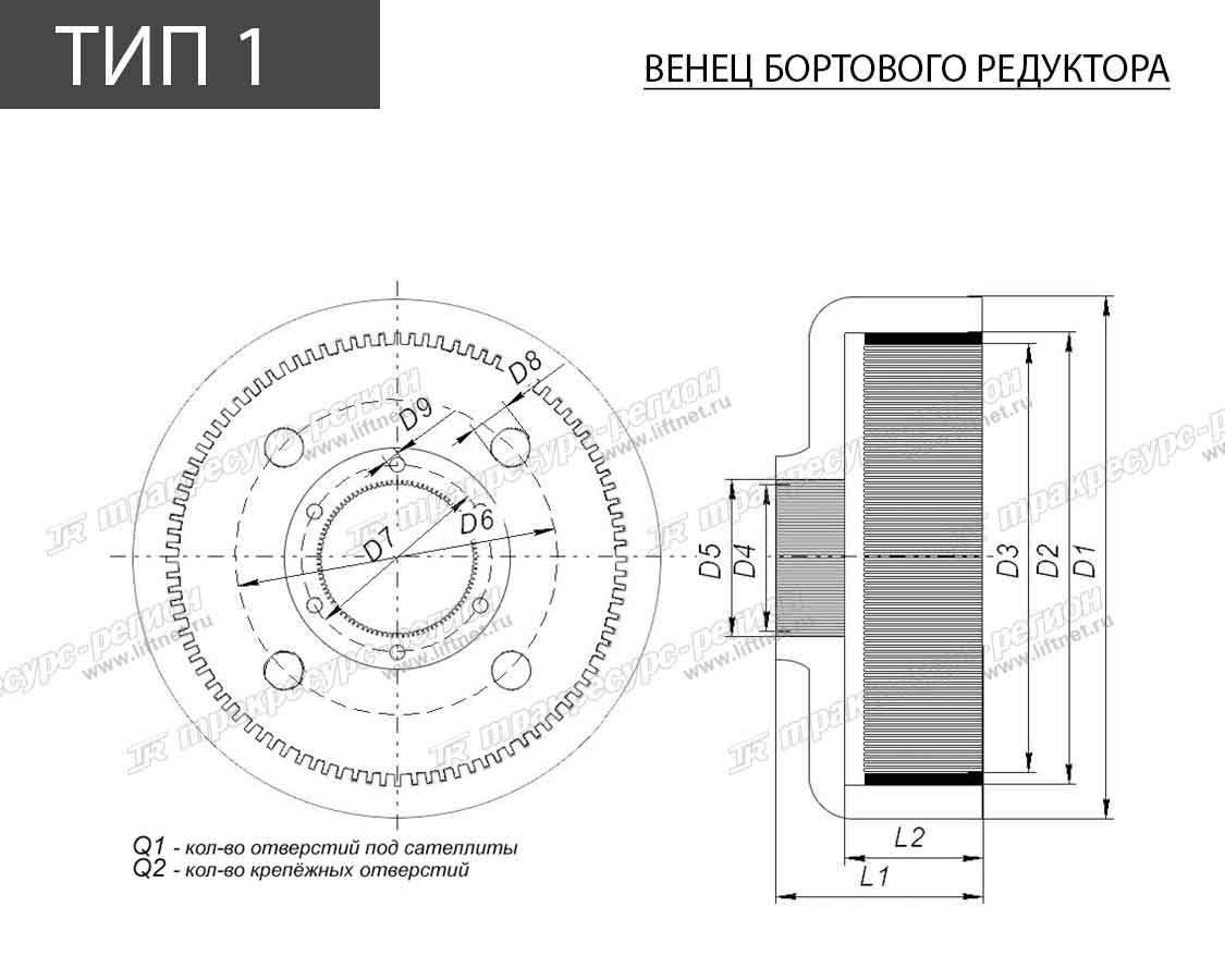 Венец бортового редуктора LG952-968
